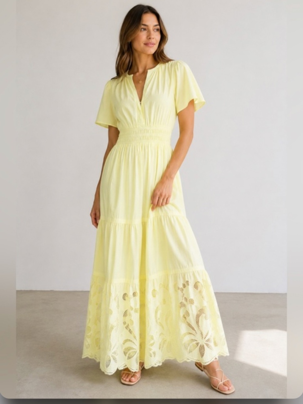 Haute Hippie Embroidered Maxi dress cotton, puff sleeves size Medium